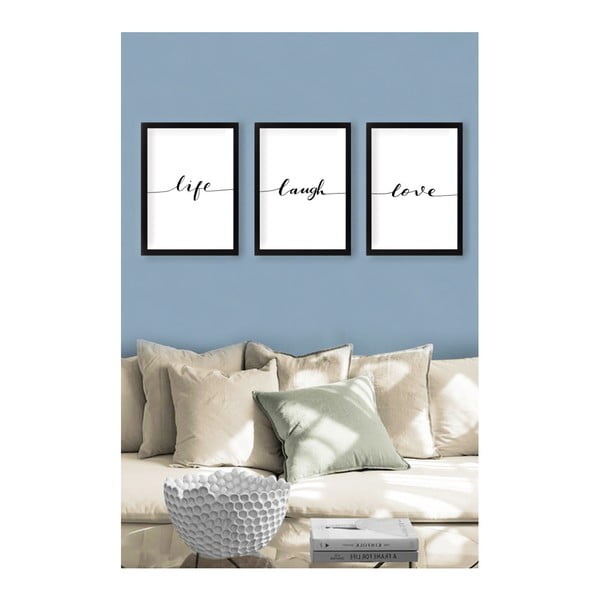 Gleznas (3 gab.) 24x29 cm Life Laugh Love – Vavien Artwork-image-1