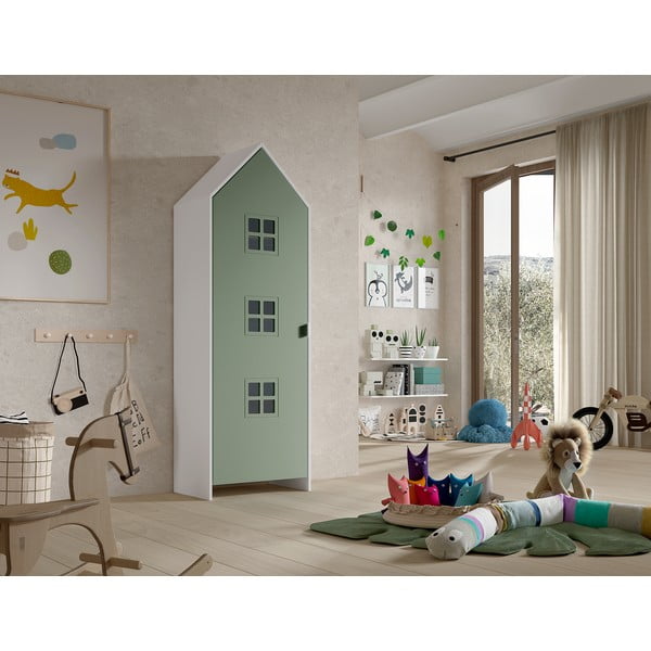 Balts/zaļš bērnu drēbju skapis 58x172x37 cm Casami Bruges – Vipack-image-1
