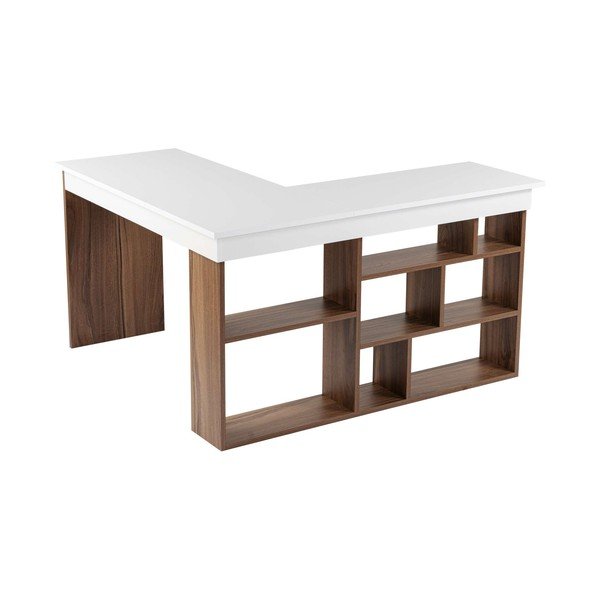 Darba galds ar riekstkoka imitāciju 120x130 cm Vesper – Kalune Design