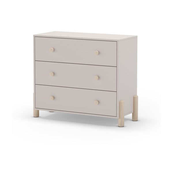 Krēmkrāsas priedes masīvkoka zema bērnu kumode 90x80 cm Enola – Marckeric-image-2