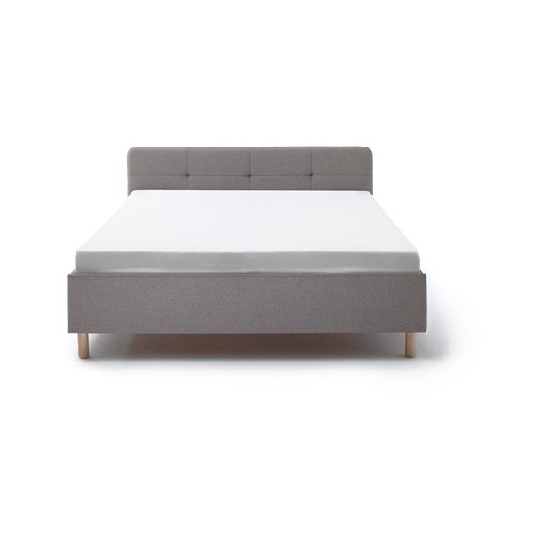 Gaiši pelēka polsterēta divvietīga gulta bez režģa 180x200 cm Amelie – Meise Möbel-image-2