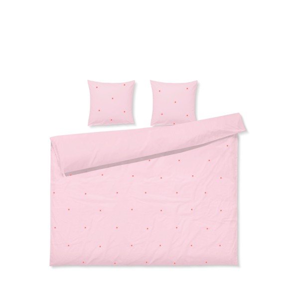 Rozā divguļamā gultas veļa no kokvilnas perkala 200x220 cm Daisy – JUNA