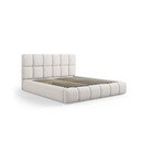 Gaiši pelēka polsterēta divvietīga gulta ar veļas kasti un režģi 140x200 cm Bellis – Micadoni Home
