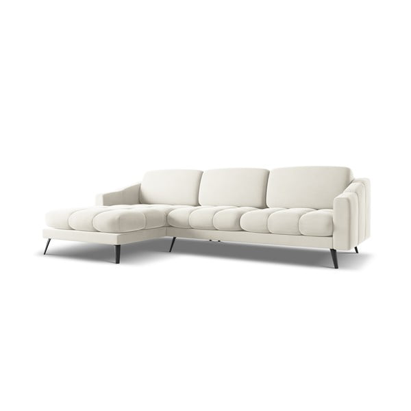 Krēmkrāsas samta stūra dīvāns (ar kreiso stūri) Nalu – Makamii-image-2