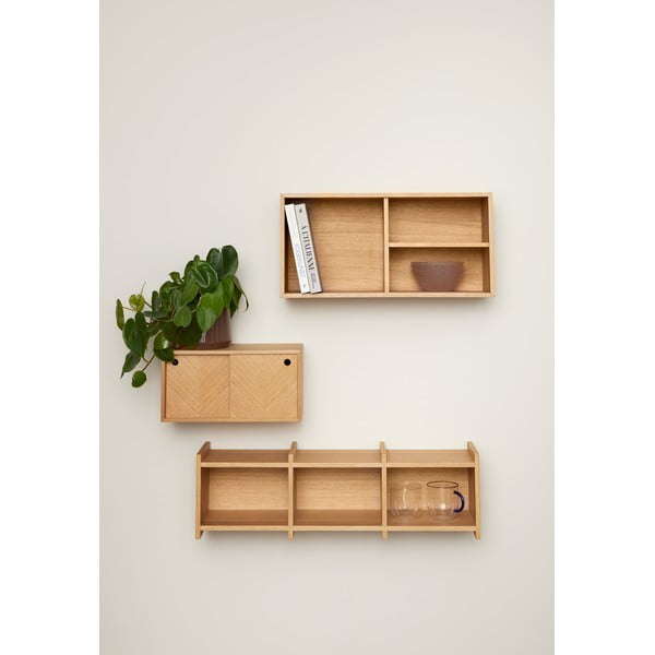 Dabīga toņa daudzlīmeņu sienas plaukts ar ozolkoka imitāciju 80 cm Focal – Hübsch-image-2