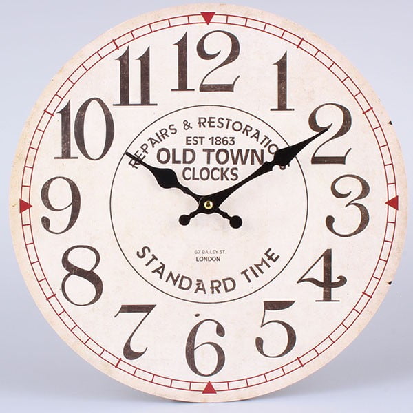 Balts vecpilsētas pulkstenis, 34 cm