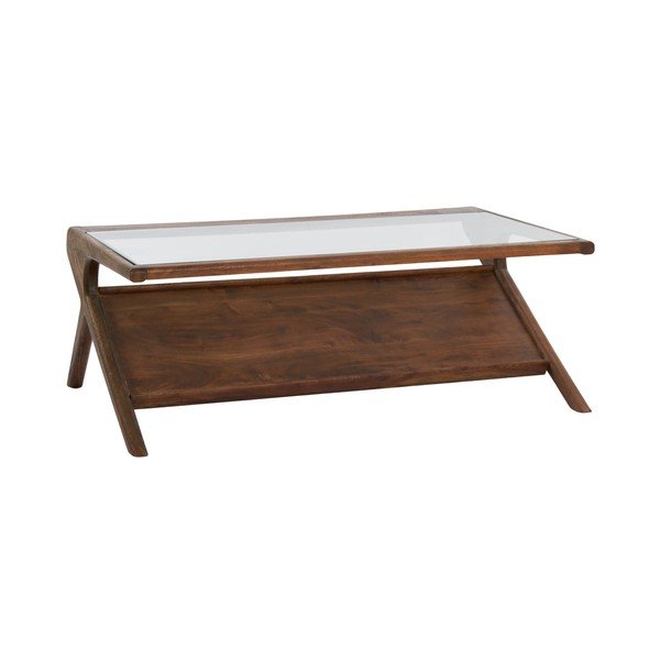 Dabīga toņa žurnālgaldiņš ar stikla galda virsmu 70x112 cm Yuki – Light & Living
