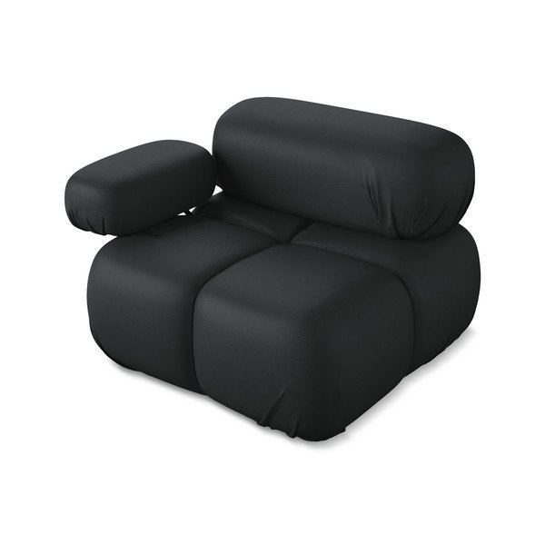 Melna modulārā dīvāna daļa no ādas imitācijas (ar kreiso stūri) Lokua – Makamii-image-3