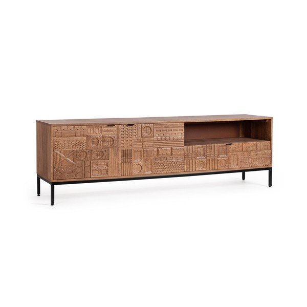 Dabīga toņa mango masīvkoka TV galdiņš 180x55x42 cm Kindia – Bizzotto-image-1
