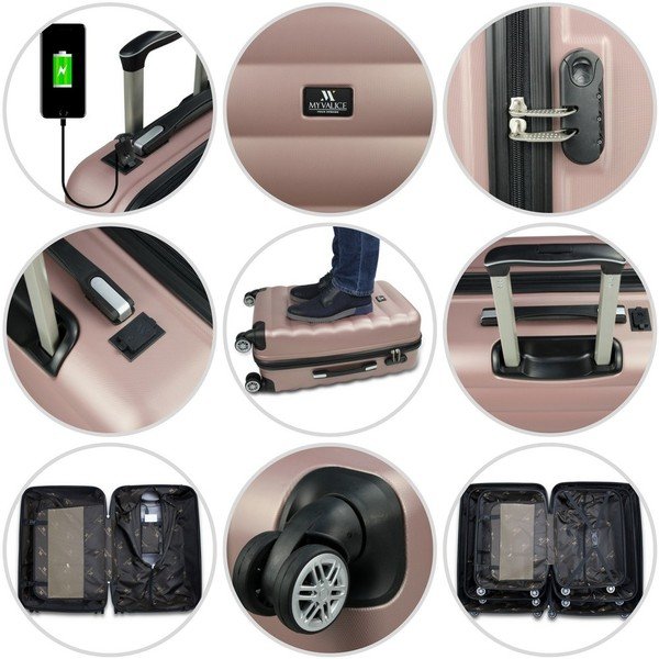 Pelēks vidējs čemodāns ar USB portu My Valice COLORS RESSNO Medium Suitcase-image-4