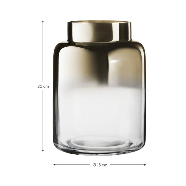 Ar rokām pūsta stikla vāze zelta krāsā Westwing Collection Uma, augstums 20 cm-image-3