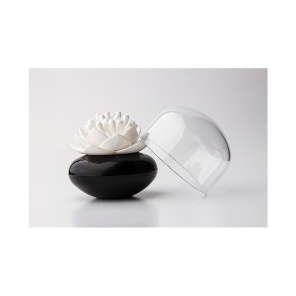 Melni balts vates kociņu turētājs Qualy&CO Lotus Cotton Bud-image-1