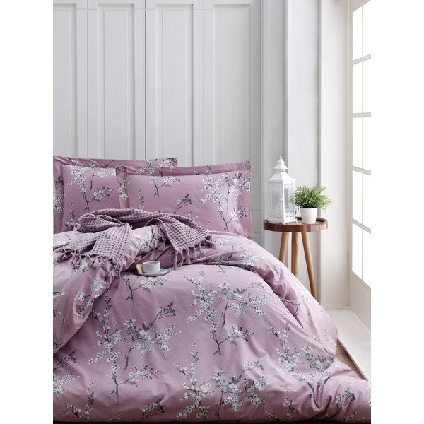Rozā divguļamā gultas veļa no ranforce kokvilnas 240x220 cm Chicory – Mijolnir-image-1