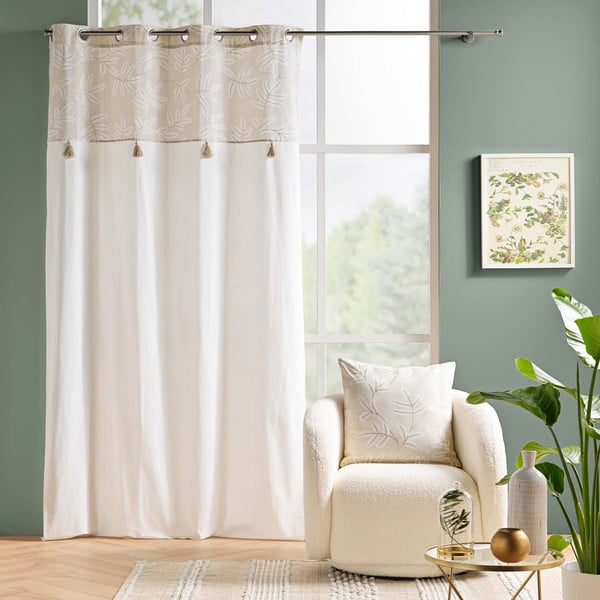 Balts/bēšs aizkars no kokvilnas maisījuma 140x240 cm Altea – douceur d'intérieur-image-1