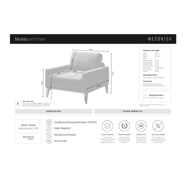 Zils samta atpūtas krēsls MESONICA Musso-image-4