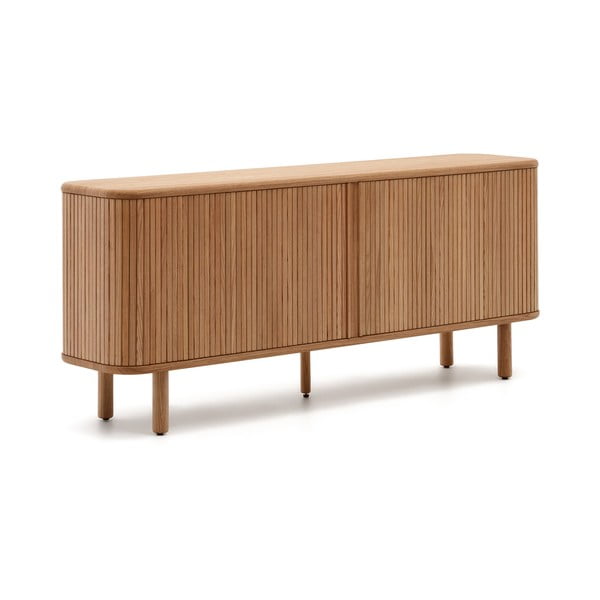 Dabīga toņa kumode ar oškoka imitāciju ar bīdāmām durvīm 180x75,5x40 cm Mailen – Kave Home-image-4