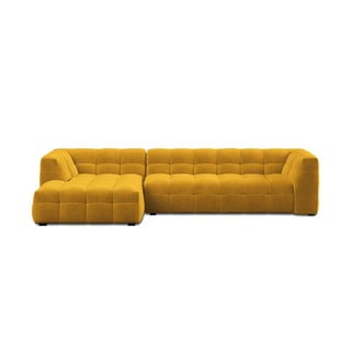 Dzeltens samta stūra dīvāns Windsor & Co Sofas Vesta, kreisais stūris