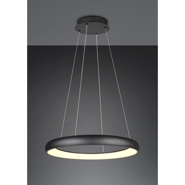 Melna LED piekaramā lampa ar regulējamu spilgtumu un metāla abažūru ø 75 cm Cardona – Trio-image-1