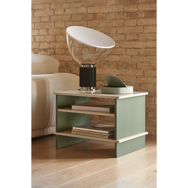 Zaļš/krēmkrāsas naktsskapītis ar plauktiem Inari – Teulat-image-1