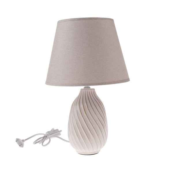 Pelēka galda lampa ar auduma abažūru (augstums 38 cm) – Dakls