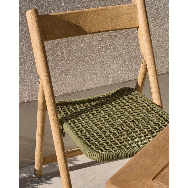 Zaļš/dabīga toņa masīvkoka dārza krēsls Dandara – Kave Home-image-2