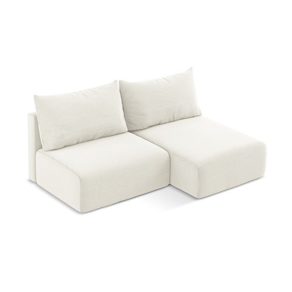 Krēmkrāsas samta salokāms stūra dīvāns ar uzglabāšanas vietu (ar labo stūri/ar zvilni) Kalena – Makamii-image-3