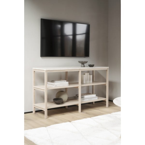 Brūns/bēšs  konsoles galds ar akmens virsmu 140x40 cm Orwel – Rowico-image-2