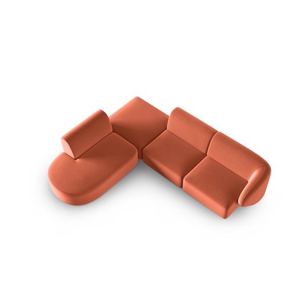 Rozā samta stūra dīvāns (ar kreiso stūri/L veida) Paolo – Milo Casa-image-1