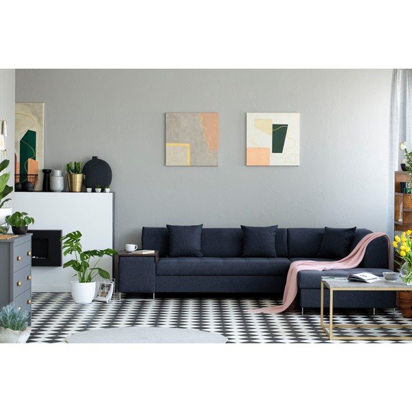Zila stūra dīvāns ar sudraba krāsas kājām Cosmopolitan Design Orlando, labais stūris-image-1