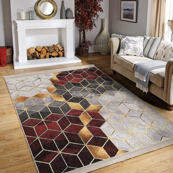 Bordo/pelēks mazgājams paklājs 160x230 cm – Mila Home-image-1