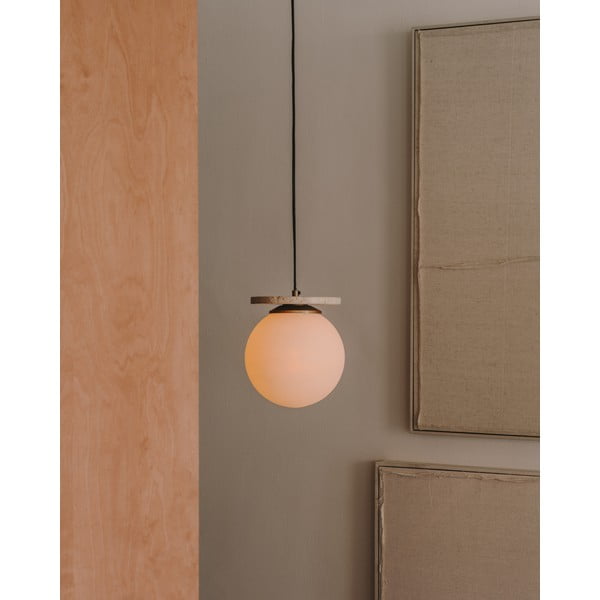 Balta piekaramā lampa ar stikla abažūru ø 20 cm Malachi – Kave Home-image-1