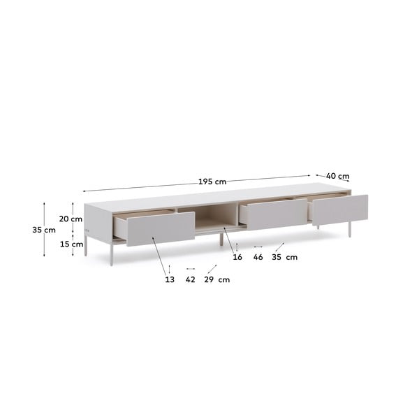 Balts TV galdiņš 195x35 cm Vedrana – Kave Home-image-4