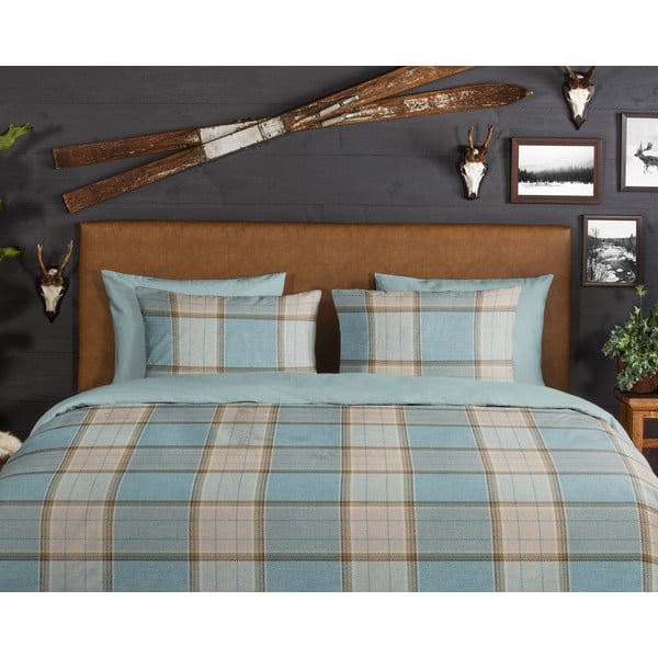 Zila divguļamā flaneļa gultas veļa 200x220 cm Jacco – Good Morning-image-3