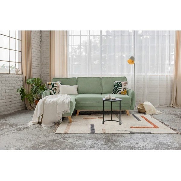 Gaiši zaļš velveta salokāms stūra dīvāns (ar maināmu stūri) Tori – Bonami Selection-image-1