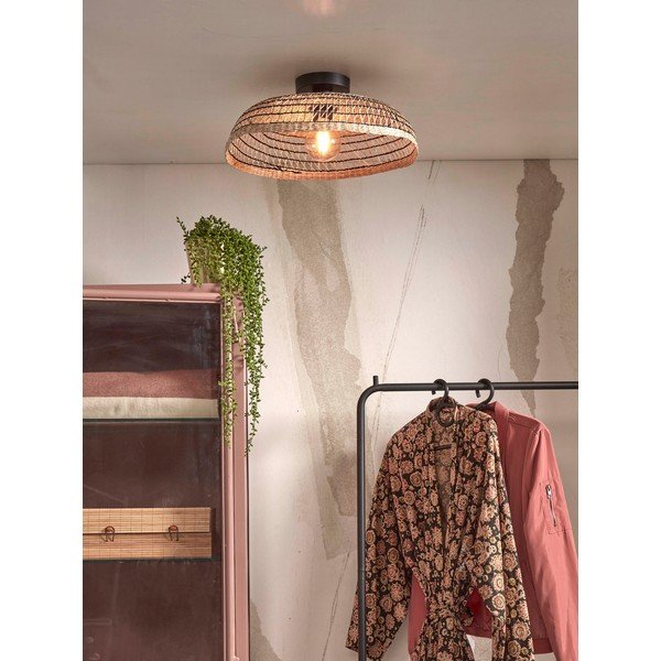 Melna/dabīga toņa griestu lampa ar jūraszāles abažūru ø 45 cm Pantanal – Good&Mojo-image-3