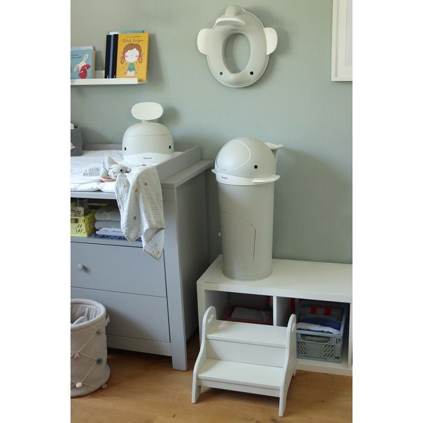 Gaiši pelēka plastmasas atkritumu tvertne autiņbiksītēm 25 l Whale – Kindsgut-image-1