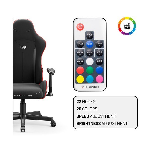 Melns geimeru krēsls X-Starter LED – Diablo Chairs-image-2