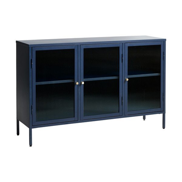 Zila metāla vitrīna Unique Furniture Bronco, augstums 85 cm-image-1