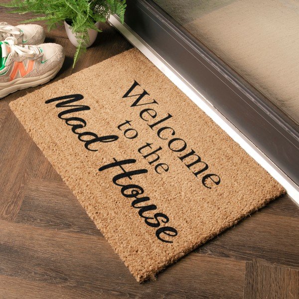 Kokosšķiedras kājslauķis 40x60 cm Welcome to the Mad House – Artsy Doormats-image-1