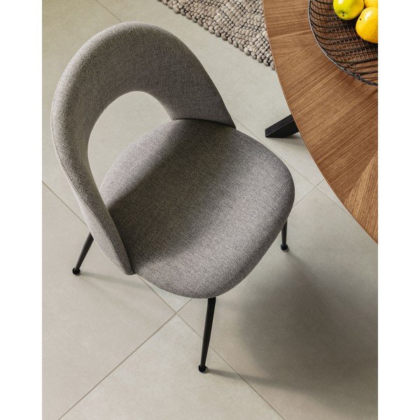 Pelēks polsterēts pusdienu krēsls Mahalia – Kave Home-image-4