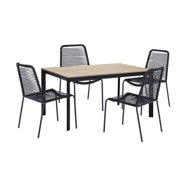 Melnu ēdamistabas krēslu Kai (4 gab.) un dabīga toņa galda Thor komplekts – Bonami Essentials