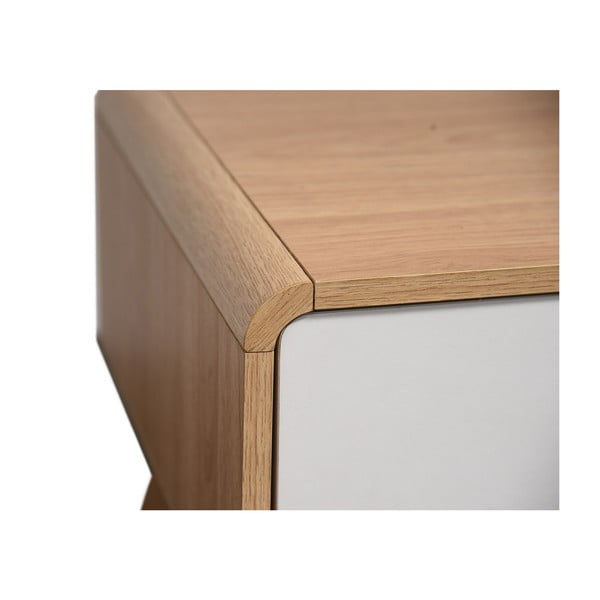 Balts/dabīga toņa TV galdiņš ar ozolkoka imitāciju 100x40 cm Caitlin – Støraa-image-4