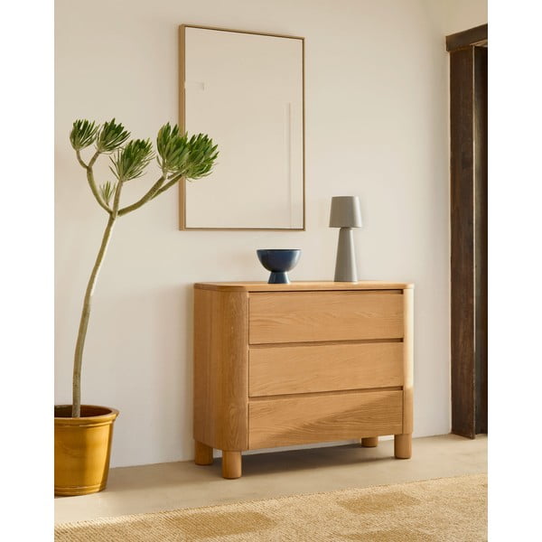 Dabīga toņa kumode ar oškoka imitāciju 120x80x40 cm Salaya – Kave Home-image-1