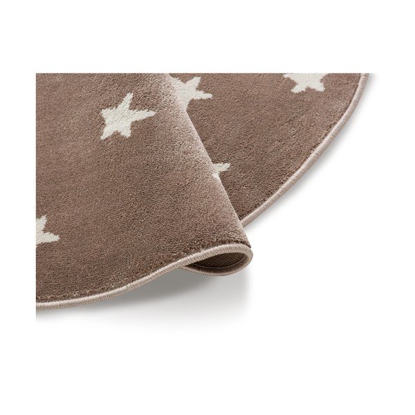 Brūns apaļš paklājs ar zvaigznēm KICOTI Stars, ø 80 cm-image-1