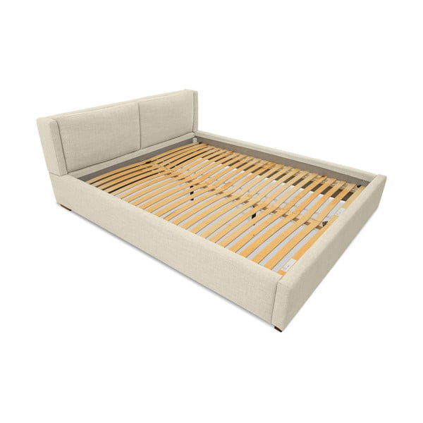 Bēša polsterēta divvietīga gulta ar redelēm 140x200 cm Dreamer – Scandic-image-3