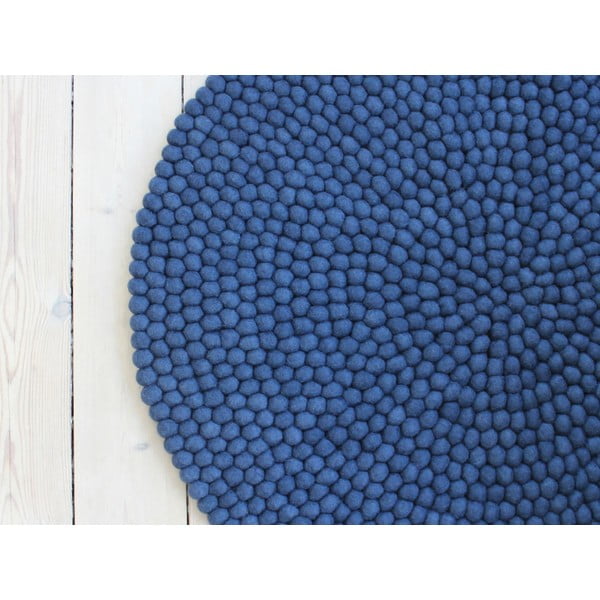 Zils vilnas bumbiņu paklājs Wooldot Ball Rugs, ⌀ 90 cm