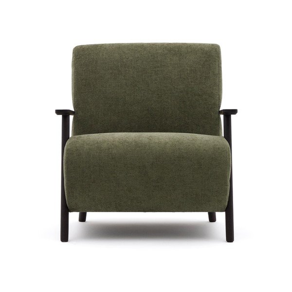 Zaļš atpūtas krēsls no šenila auduma Meghan – Kave Home-image-1