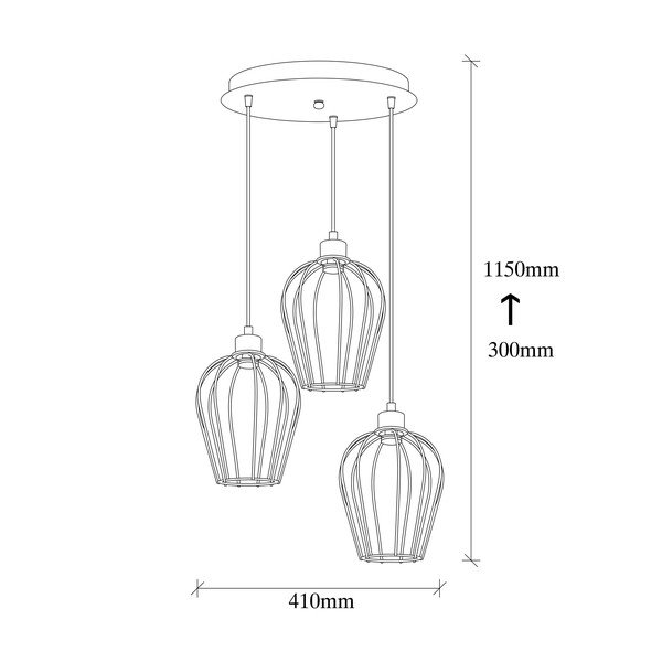 Melna griestu lampa ar 3 spuldzēm Opviq lights Tel-image-3