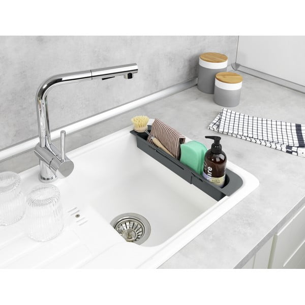 Pelēks plastmasas izvelkams žāvētājs izlietnei 49,5x8,5 cm Fino – Wenko-image-1