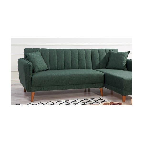 Tumši zaļš izvelkamais stūra dīvāns (ar labo stūri) Aqua – Balcab Home-image-3